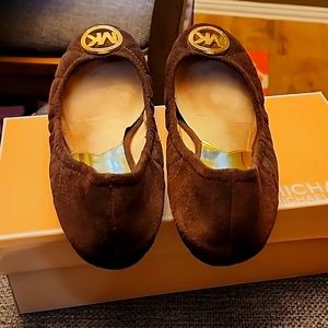 Michael Kors Quilted Ballet Flat Brown Suede Size 9